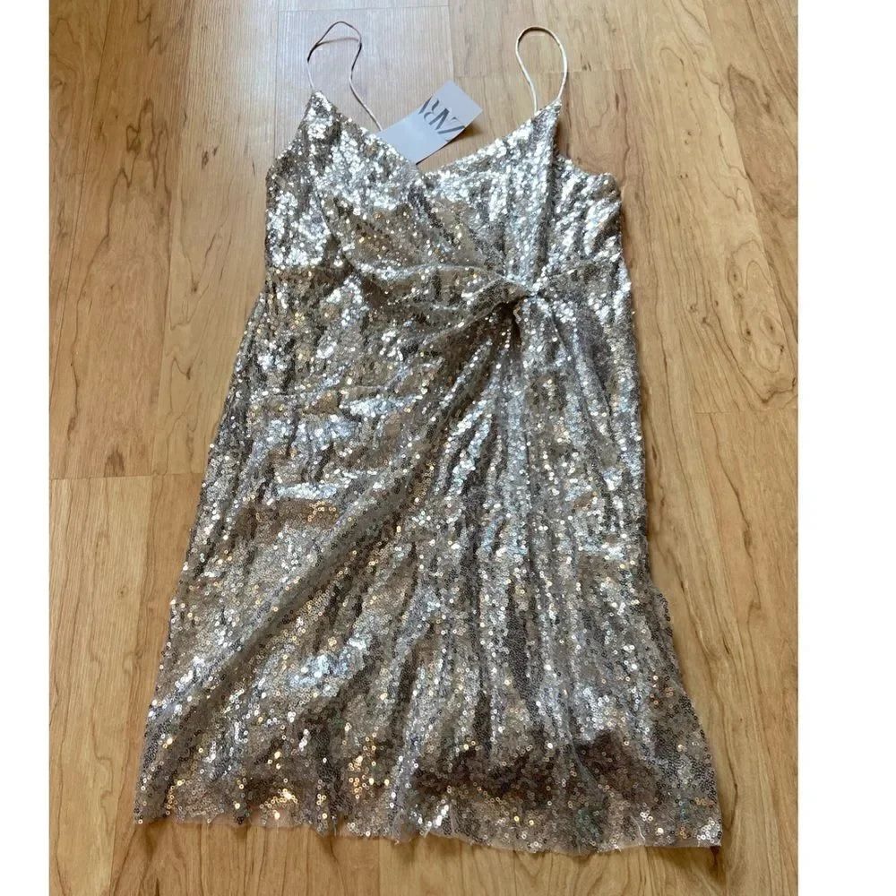 NWT Zara silver sequin sleeveless dress